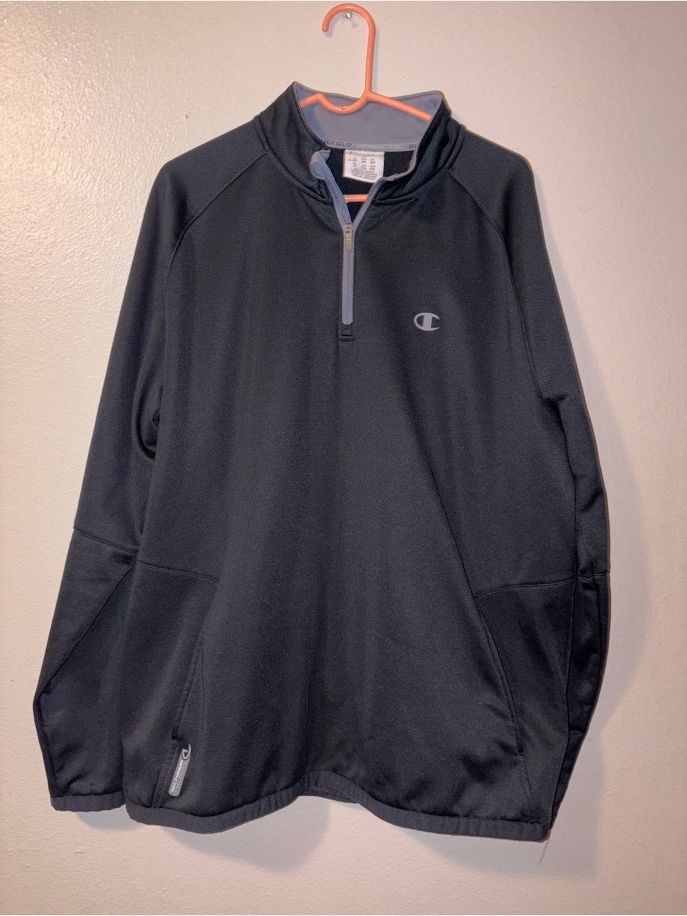 Champion Black 1/4 Zip Pullover with Gray Trim